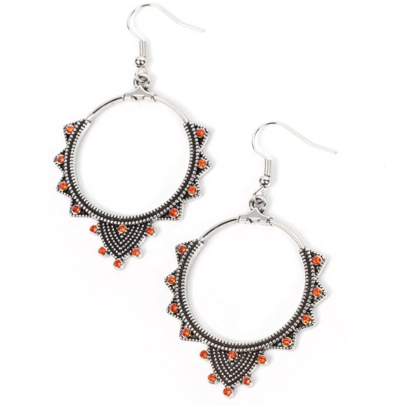 Textured Twinkle - Orange Earrings - Picture 2 of 2